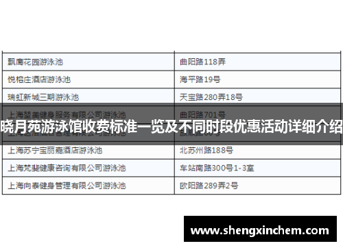 晓月苑游泳馆收费标准一览及不同时段优惠活动详细介绍